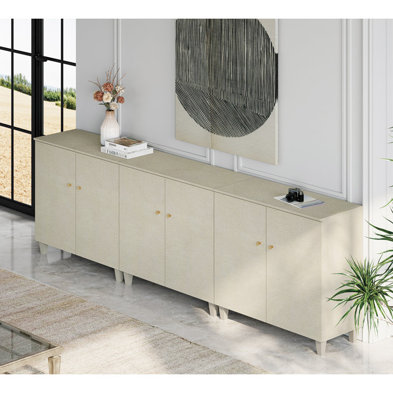 Buffet à 6 portes pour salle à manger Lysiane, Beige