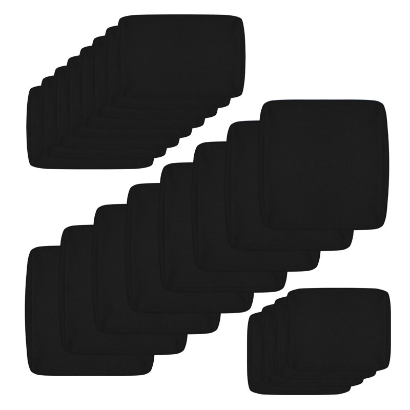 Delain Hokku Designs 20 - Piece Custom Size Outdoor 4'' Cushion Cover, Black