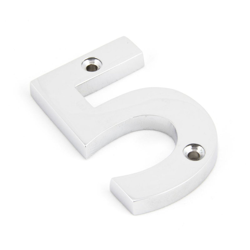 7.8cm H Metal House Number, Polished Chrome, 5