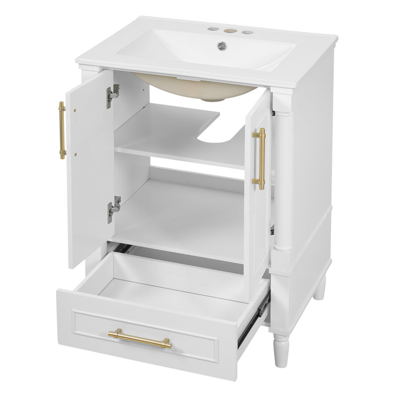 Meuble-lavabo moderne avec motif orné et charnières à fermeture en douceur