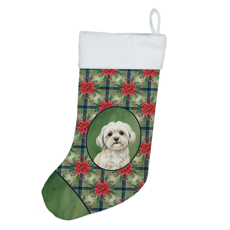 Chaussette de Noël blanche Lhasa Apso