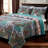 Greenland Home Fashions Nirvana Teal 2-Piece Twin Size Quilt Set 68x88 + 20x26-48361895-48361917
