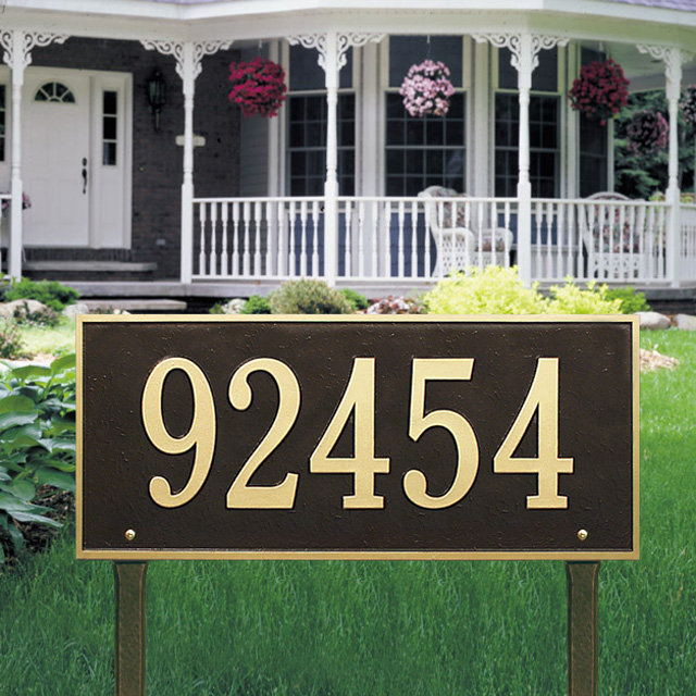Hartford 1-Line Lawn Address Sign, Bronze and Gold, Yes