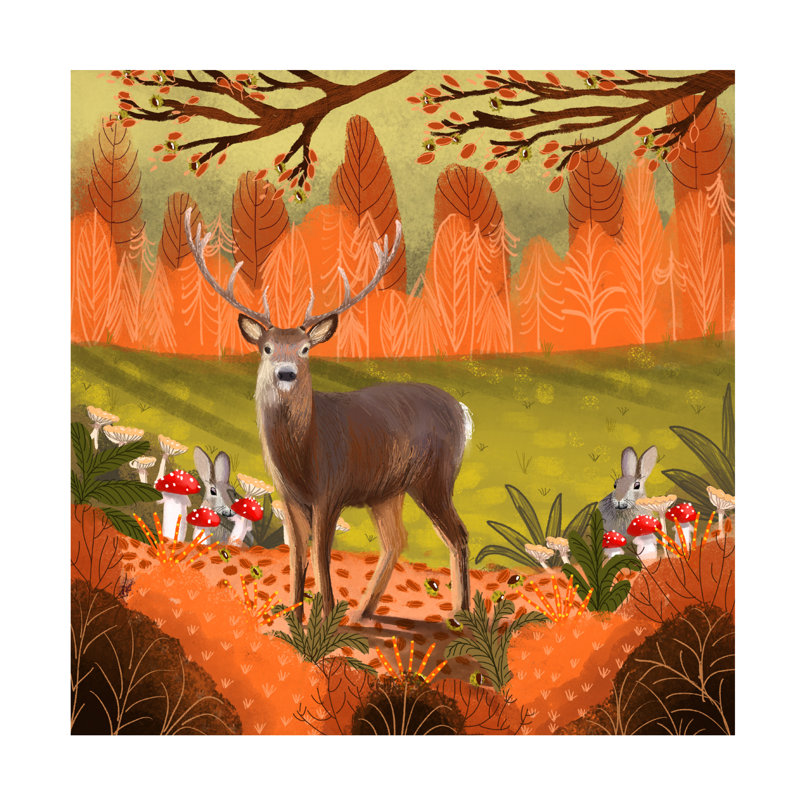 Art sur toile Clare Davis London Fall Deer USA, 14" H x 14" W