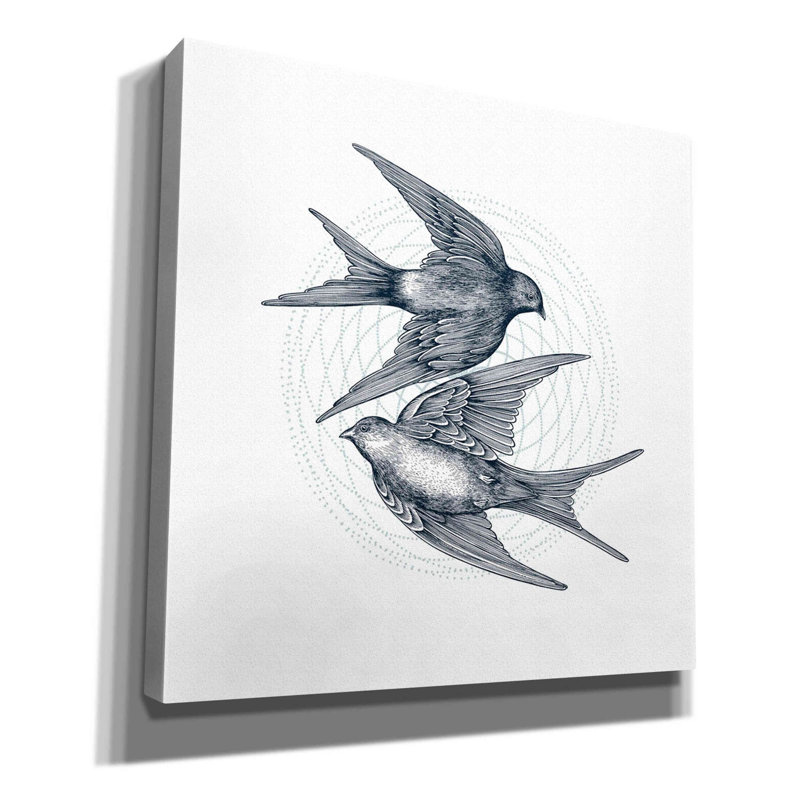 " Swirling Swallows " by Rachel Caldwell, 18" H x 18" W x 0.75" D