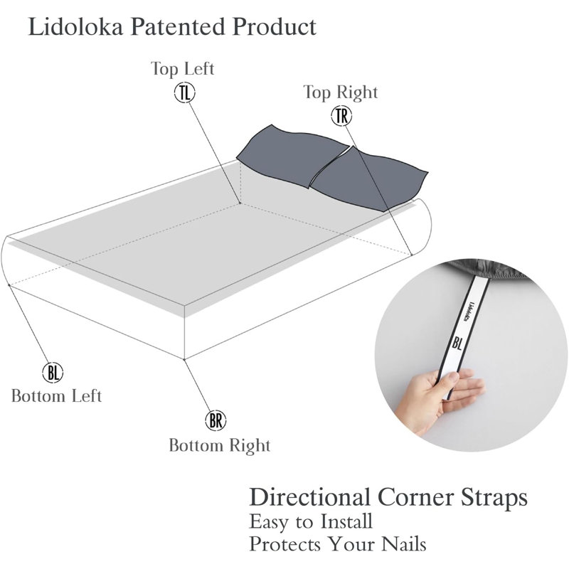 Cooling Silky Striped Sheet Set With Corner Straps, 100% Rayon from Bamboo Bed Sheets, Gray, King