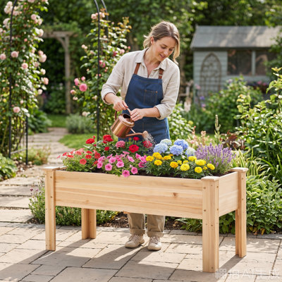 Pot à fleurs surélevé en bois
