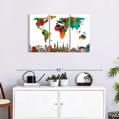 «Color Splash World Map», reproduction sur toile