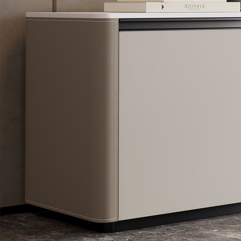 Meuble télé haut de style crème du plancher au plafond, 62.99", Blanc gris