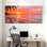 Palmiers, coucher de soleil tropical, plage, ombres de palmiers, vue sur l'océan, ensemble de 3 impressions sur toile
