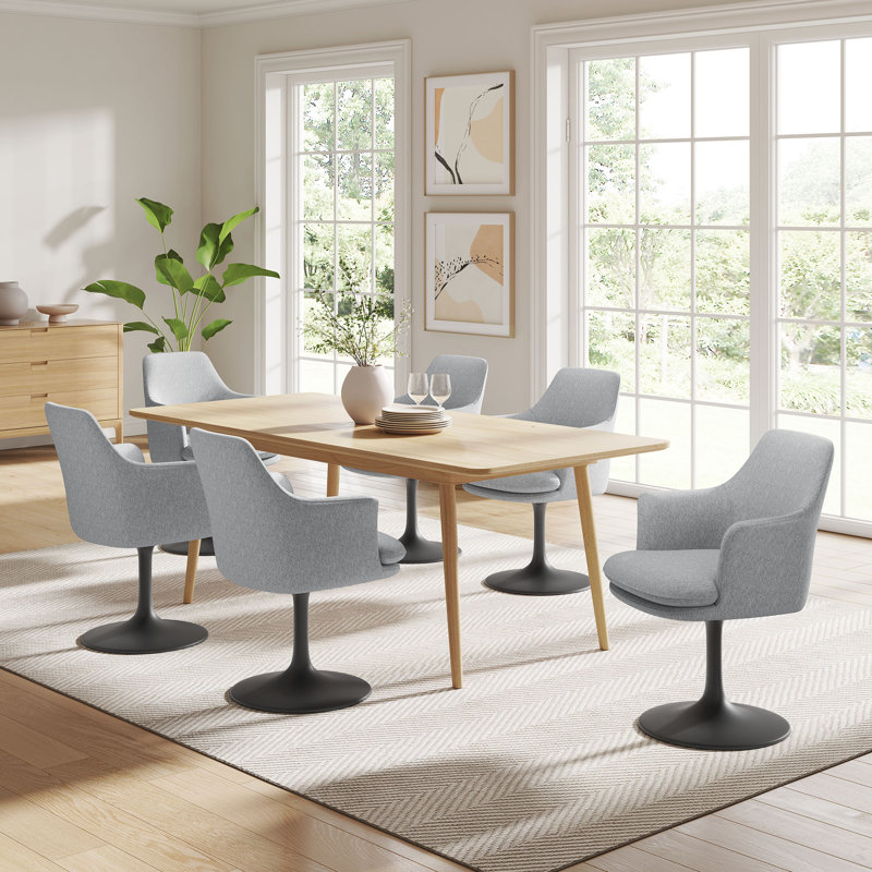 Fauteuil pivotant en velours Lippa Performance, Tissu gris clair, Noir, noir, noir, noir