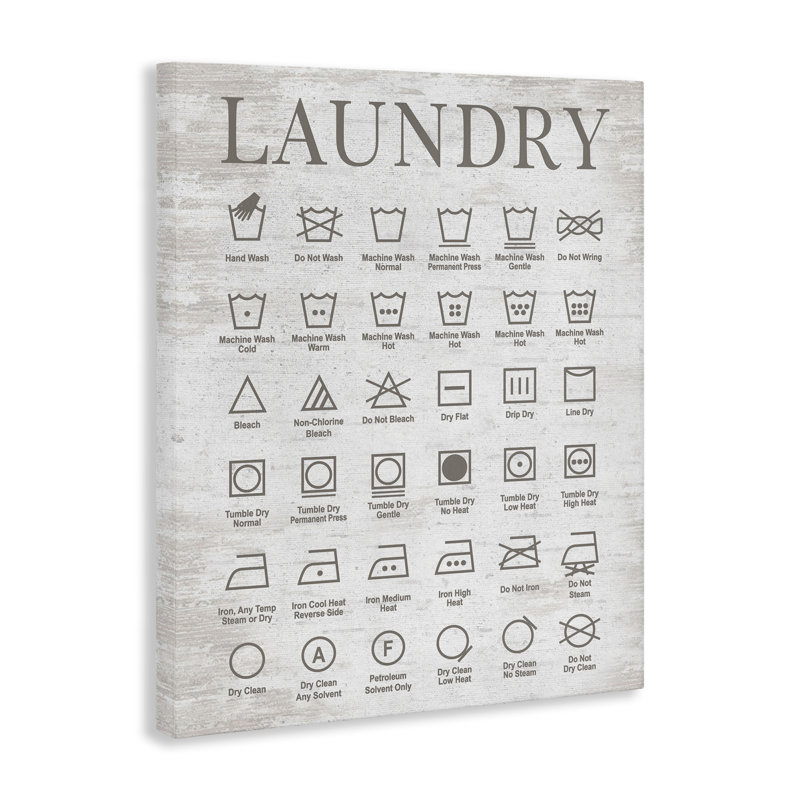 «Laundry Laundry Symbols Guide», art mural par lettres et doublures, H 48 po x l 36 po