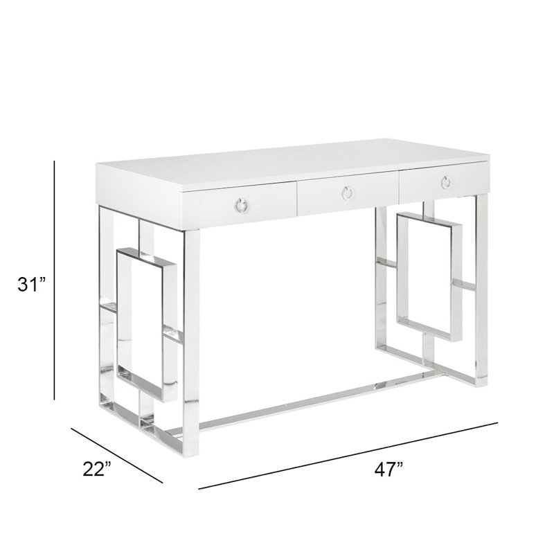 Alasiah Stainless Steel Writing Desk, Chrome