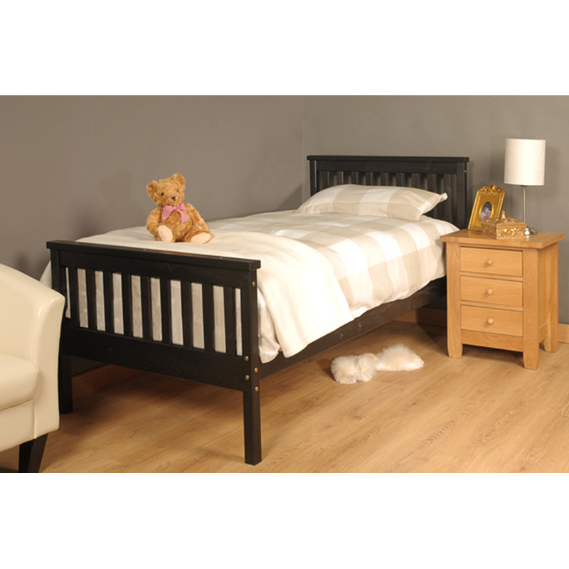 Shane Solid Wood Bed, Single (3'), White/Caramel