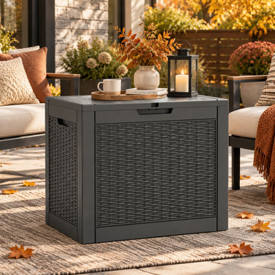 Emperic Design Set of 2 35Gal Resin Lockable Deck Boxes – Weatherproof Outdoor Storage for Tools, Cushions & Packages