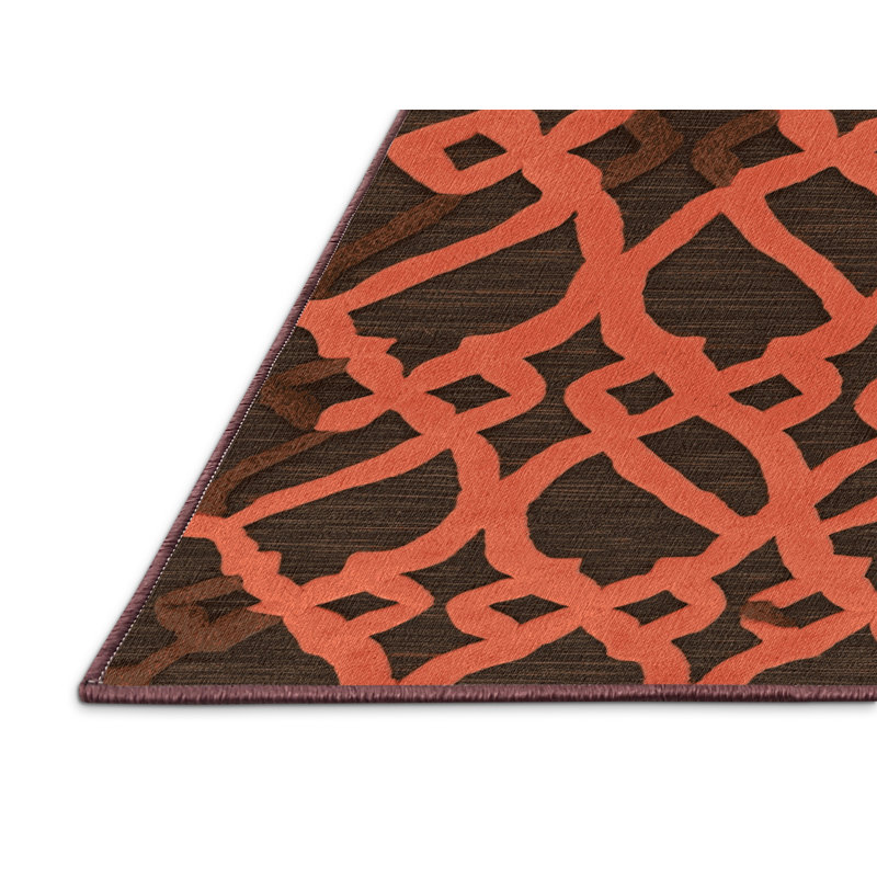 Tapis brun treillis lavable à la machine, Rectangle 7 pi x 9 pi