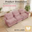 Canapé modulaire 3 places en chenille souple à volants, style transitionnel, dossier capitonné, accoudoirs arrondis et coussins lombaires, rose-57480915