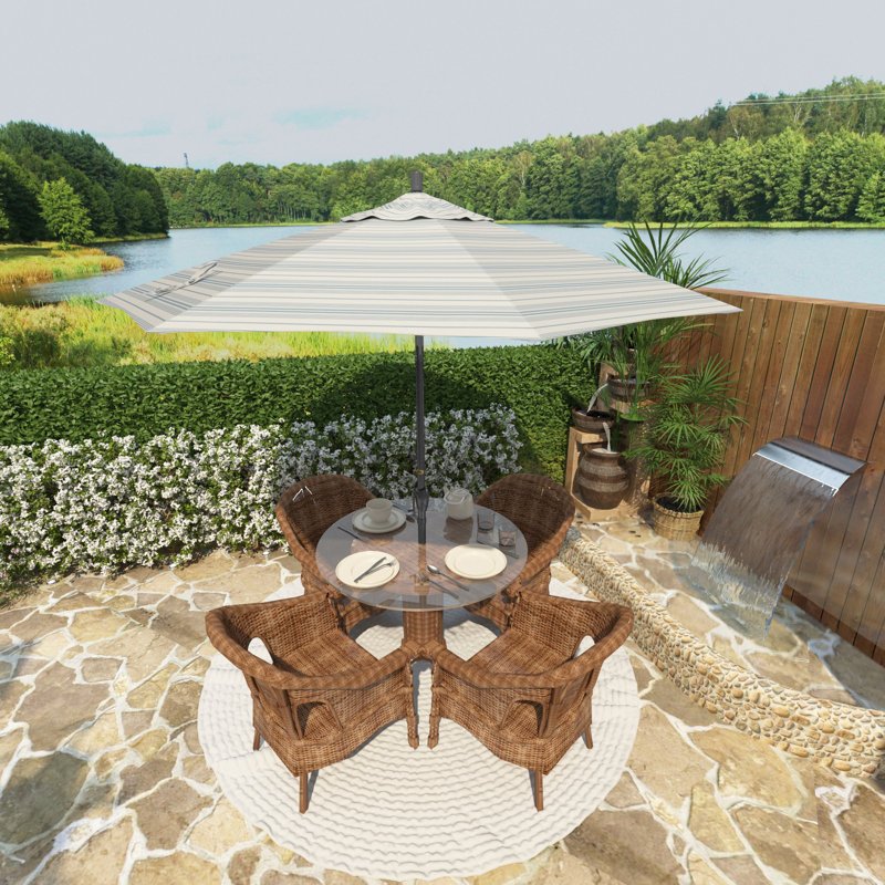 Parasol de marché 9 pi Junerose, Welfleet Sea Outdura®, Hammertone gris foncé