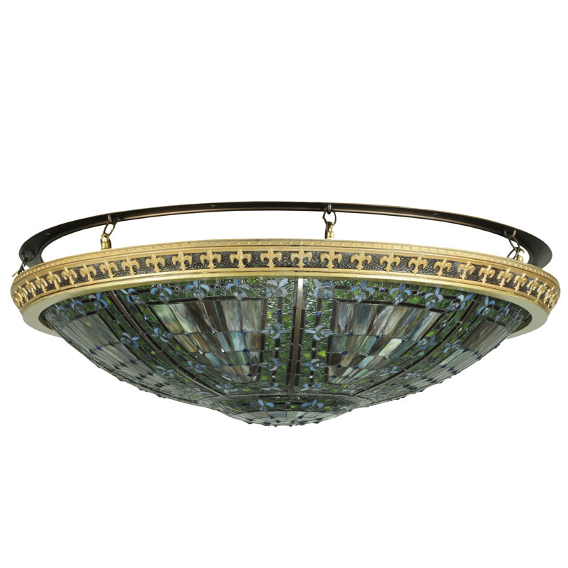 Meyda 8-Light Fleur-de-Lis Bronze & Glass LED Flush Mount