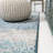 Contemporary POP Modern Abstract Vintage Cream/Turquoise Rug-1574300401