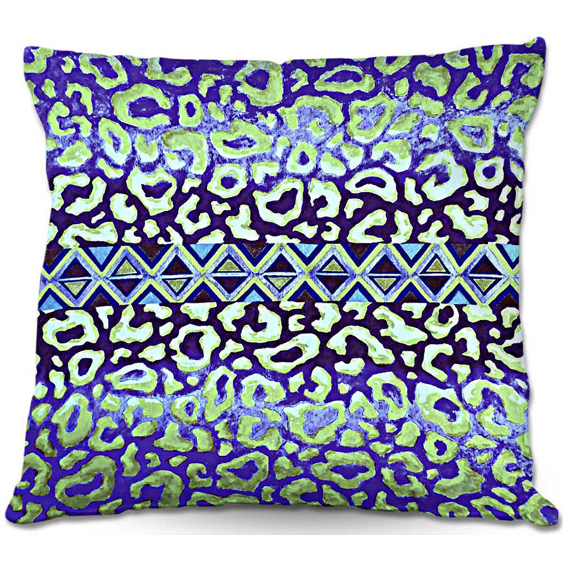 Coussin décoratif à motif de léopard de canapé, 16 po x 1 po, Bleu / Blanc / Vert
