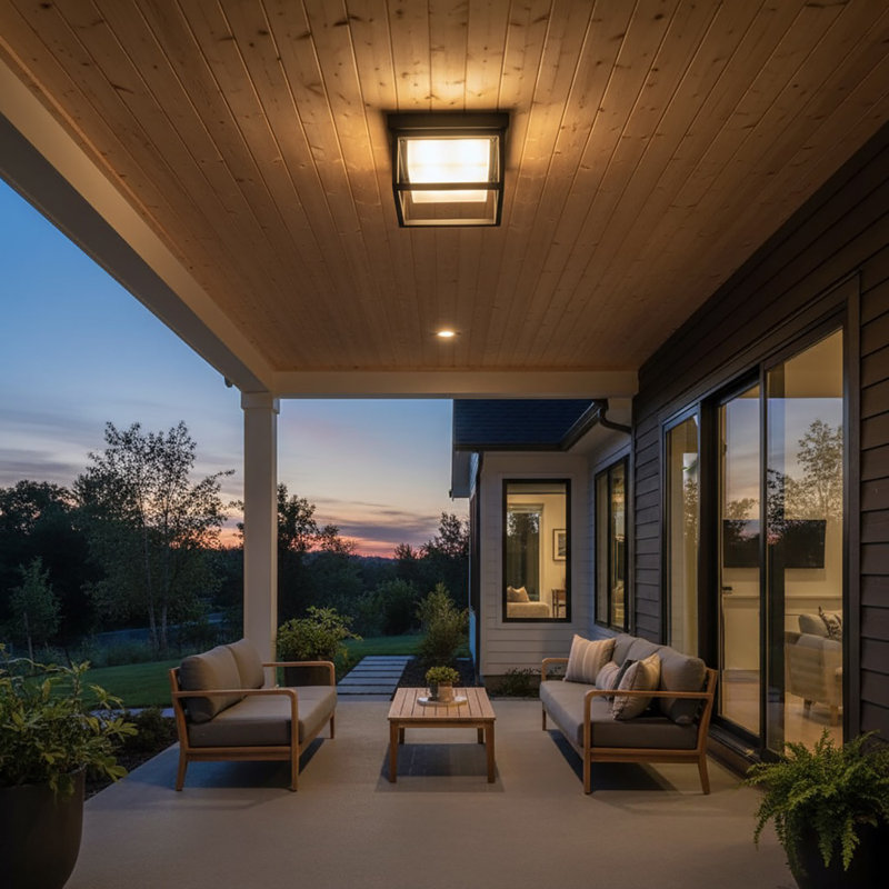 Tecca Black LED Outdoor Flush Mount