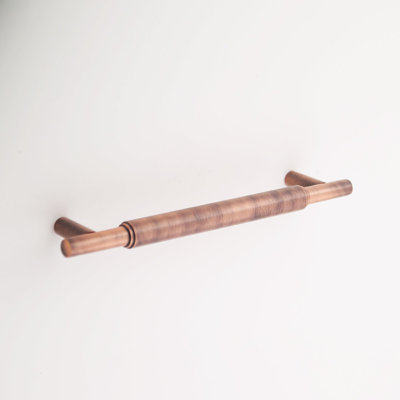 Madelyn Carter Hanna Solid Brass Cabinet Hardware, Antique Copper Drawer Pull with 6" Centers