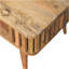 Table basse en bois à lattes de chêne et bois de chêne, rangement ouvert, pieds nordiques, brun clair