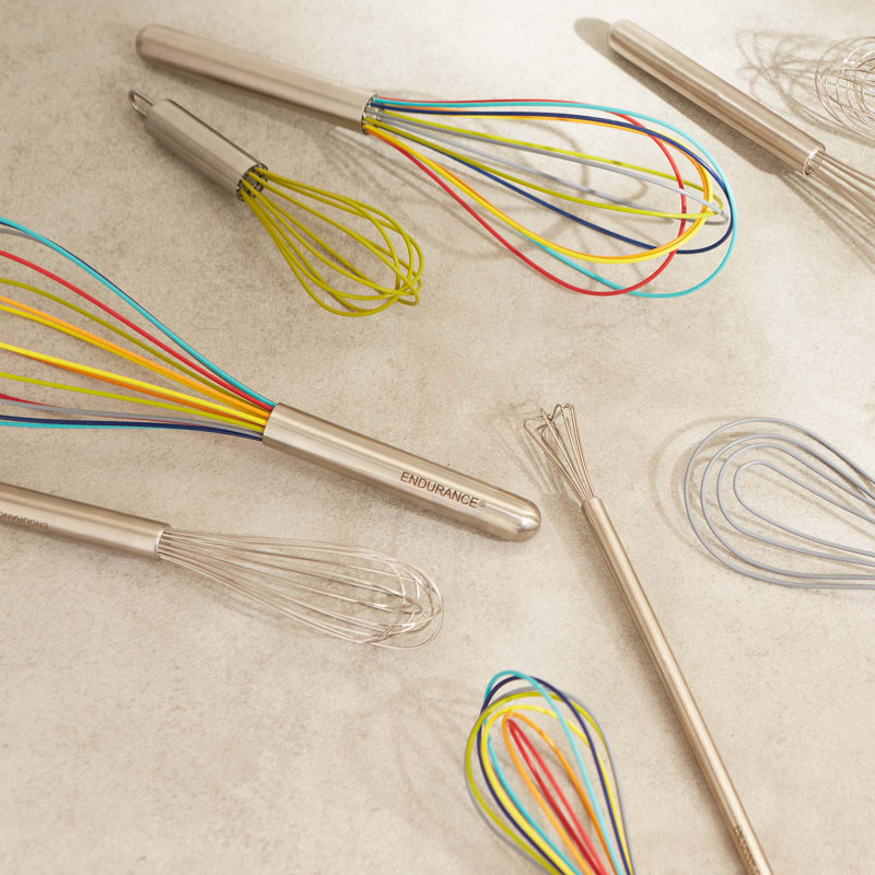 Rainbow Silicone Balloon Whisk with Stainless Steel Handle