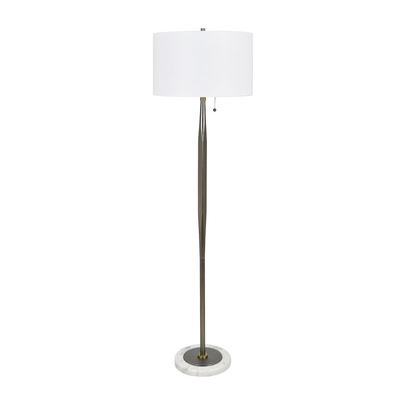 64" Marble Floor Lamp With White Shade