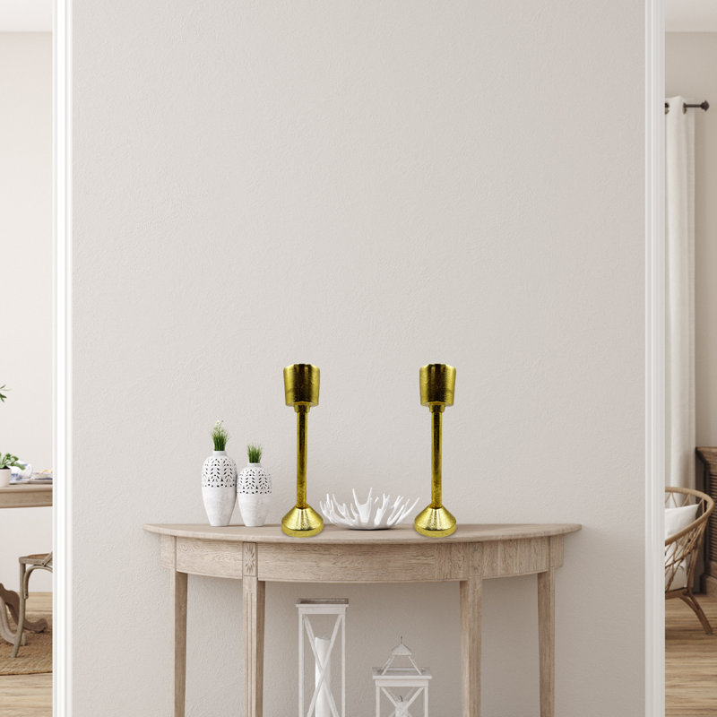 Bougeoir de table en aluminium, Or, H 13 po x l 4 po x P 4 po