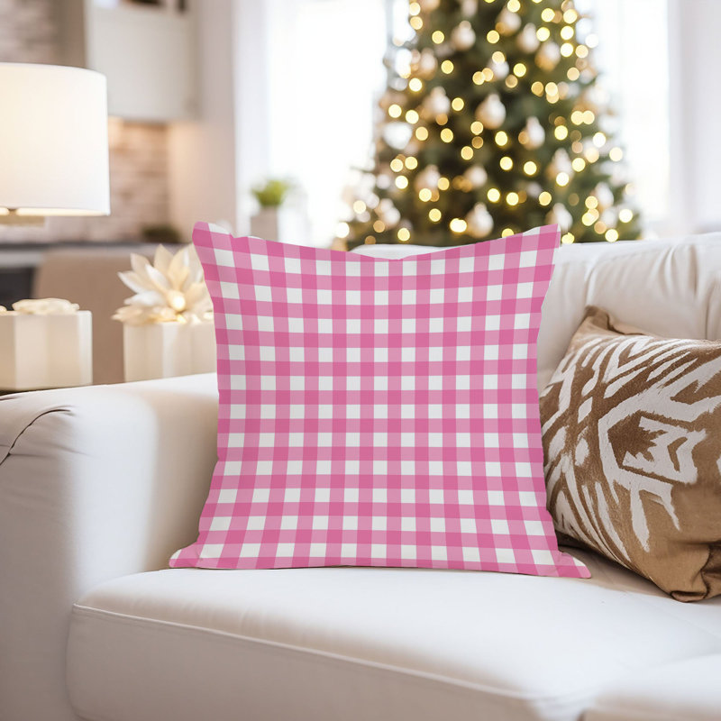  Abstract Pink Plaid Pattern III Modern, 20"H x 20"W