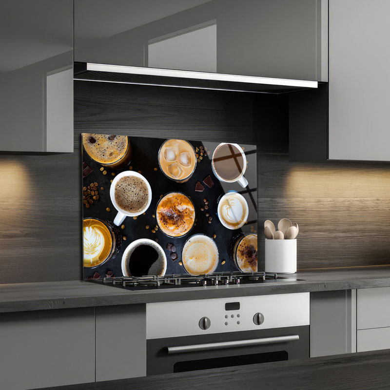 Dosseret en verre trempé café - décoration murale de cuisine, H 36,5 po x l 36,5 po