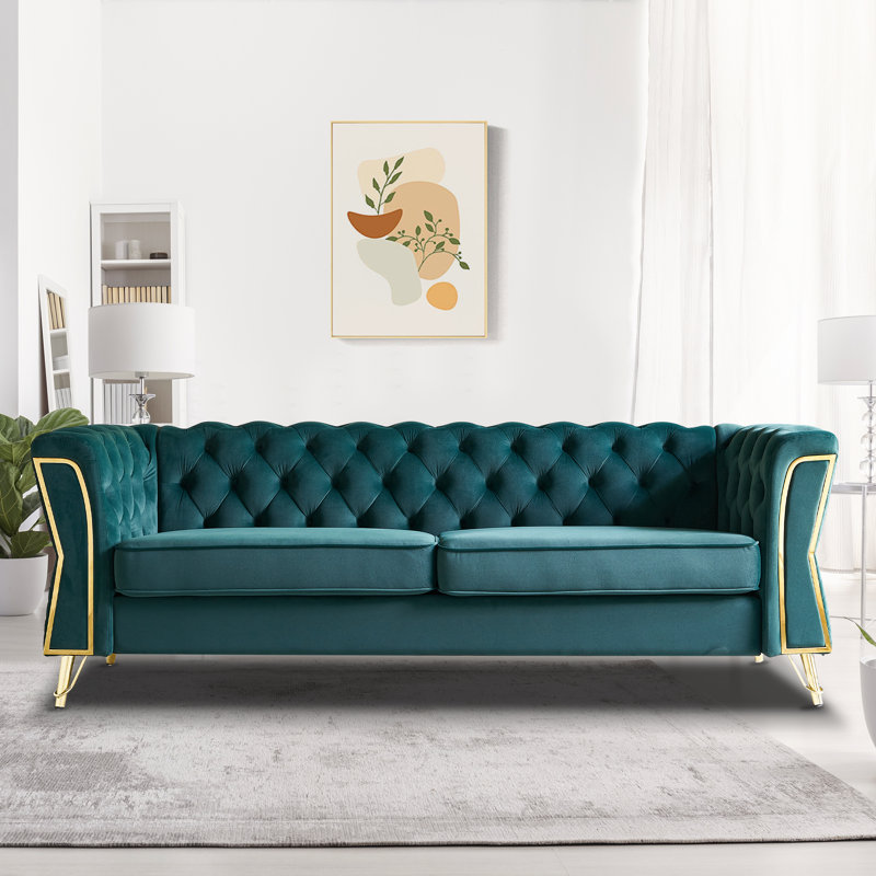Vallene 87.4'' Velvet Sofa, Green
