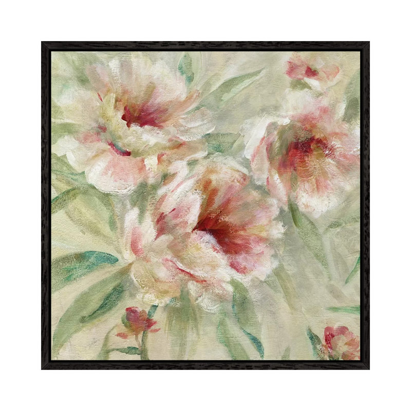 Peony Garden I by Carol Robinson - Painting on Canvas, Black Framed, 45.72 cm H x 45.72 cm W