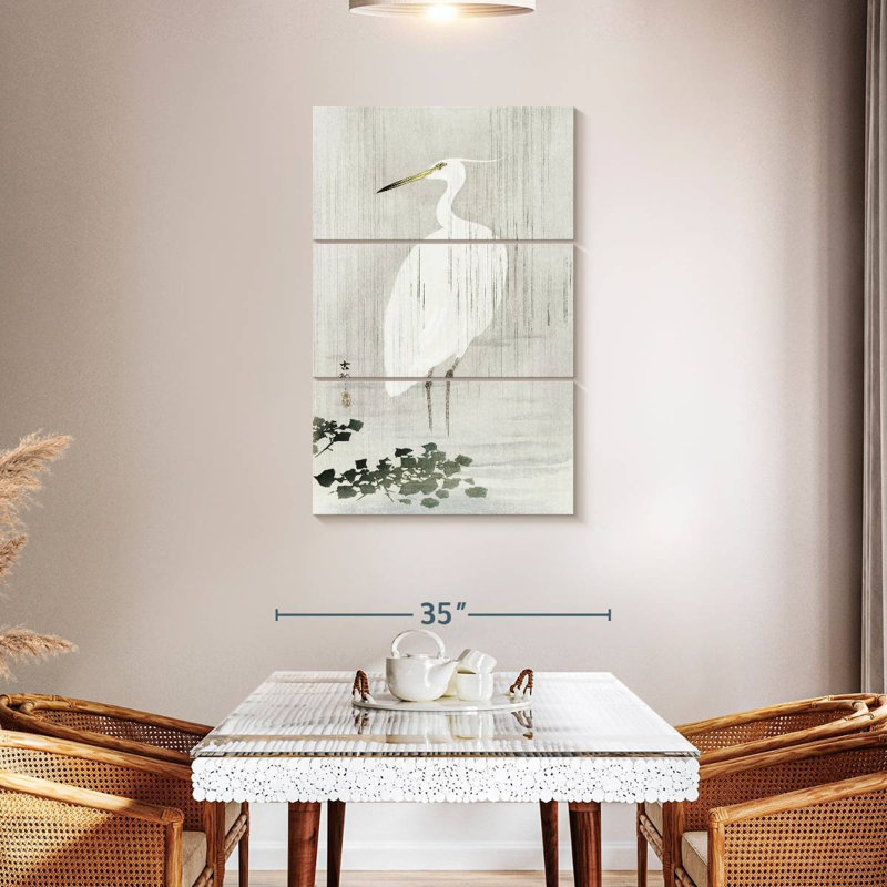 Brampt Egret In Rain, 38" H x 24" W