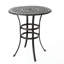 Table de bar traditionnelle en fonte d'aluminium avec plateau de couleur bronze foncé, aspect rouille, porte-parapluie central, 96,5 cm (L) x 96,5 cm (P), structure et insert, 94 cm de large x 105,4 cm de hauteur
