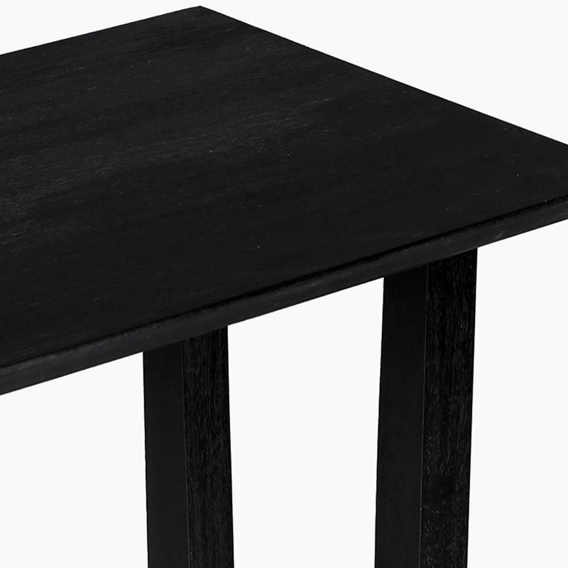 Black Mango Wood Round Side Table with Reverse Arch Base