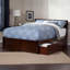 Lit plateforme en bois massif avec pied de lit et tiroirs sous le lit Bueno Park-2139832077-2139832113