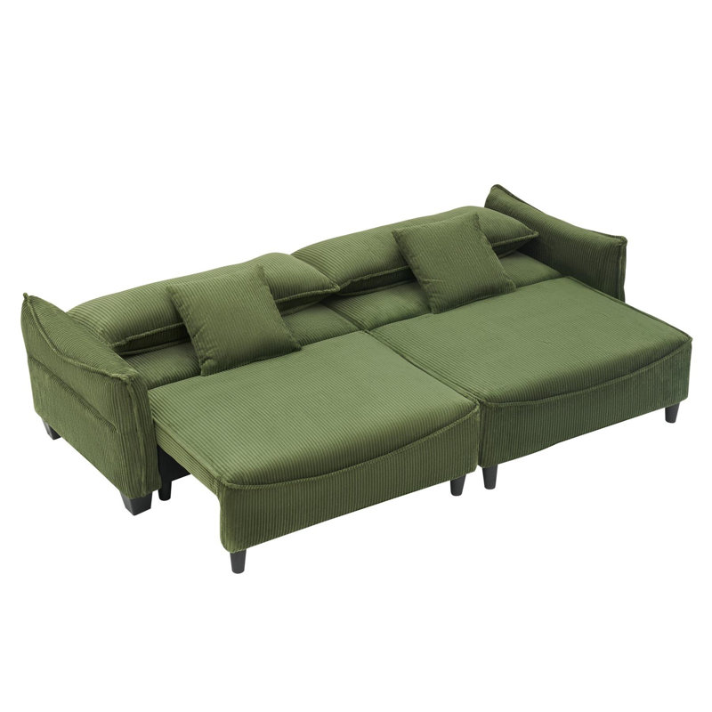 Canapé Trinety, Velours côtelé vert