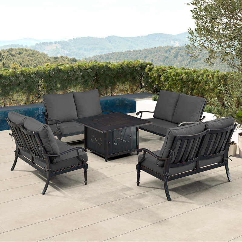Paisha Outdoor 5 - Piece Conversation Set, Black