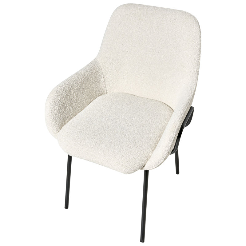 47cm H Boucle Upholstered Upholstered Back Armchair, White