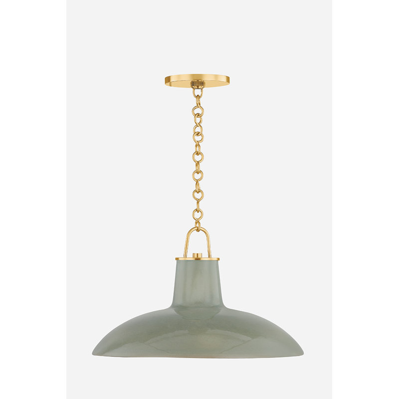 POTTERSVILLE Pendant, 11.25" H x 18" W x 18" D, Teal, Brass