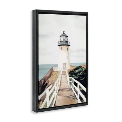 Cadre flottant avec aquarelle et sentier de phare, design par Sissi et Seb