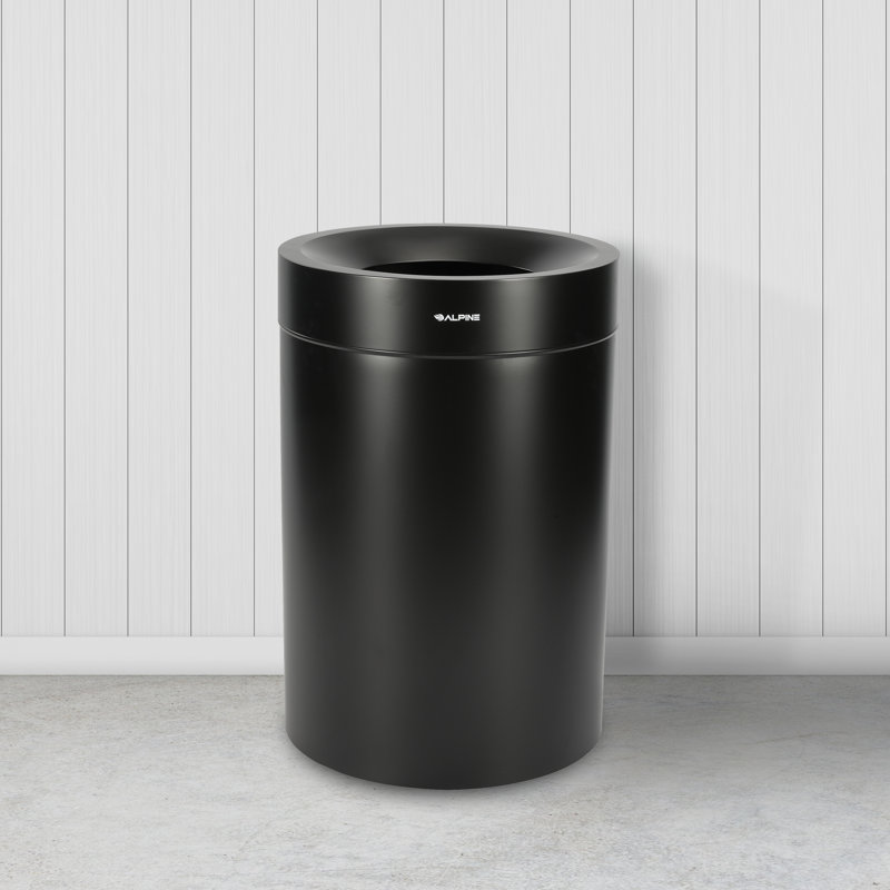 50 Gal. Stainless Steel Commercial Indoor Trash Can, Black