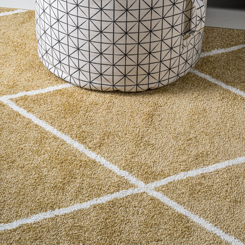 Tapis or / blanc Cole, Rond 5 pi 3 po