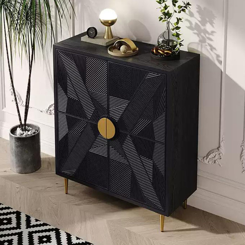 Armoire de rangement avancée en bois massif, Noir, noir, noir, noir