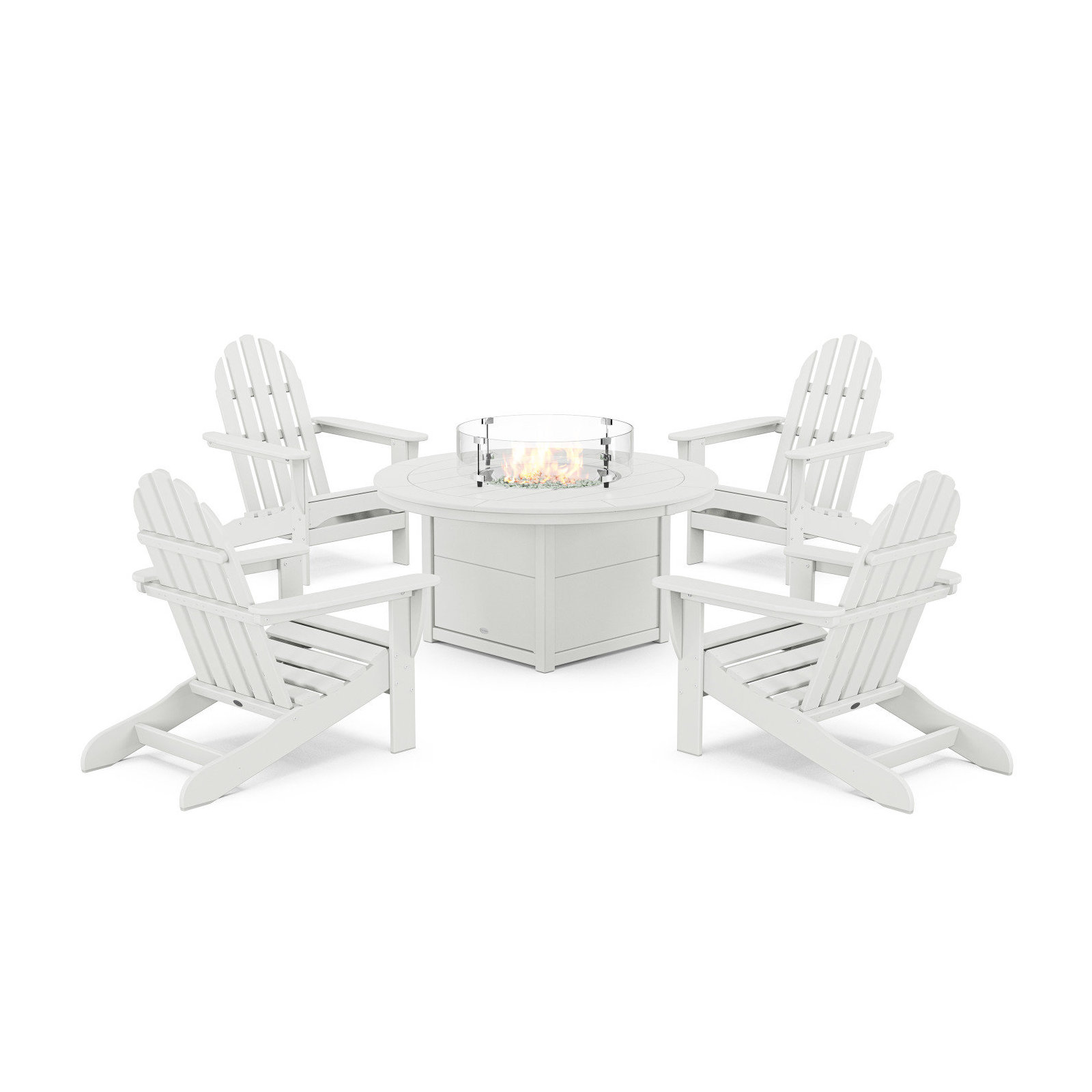 Classic Adirondack 5-Piece Conversation Set with Fire Pit Table, Teak