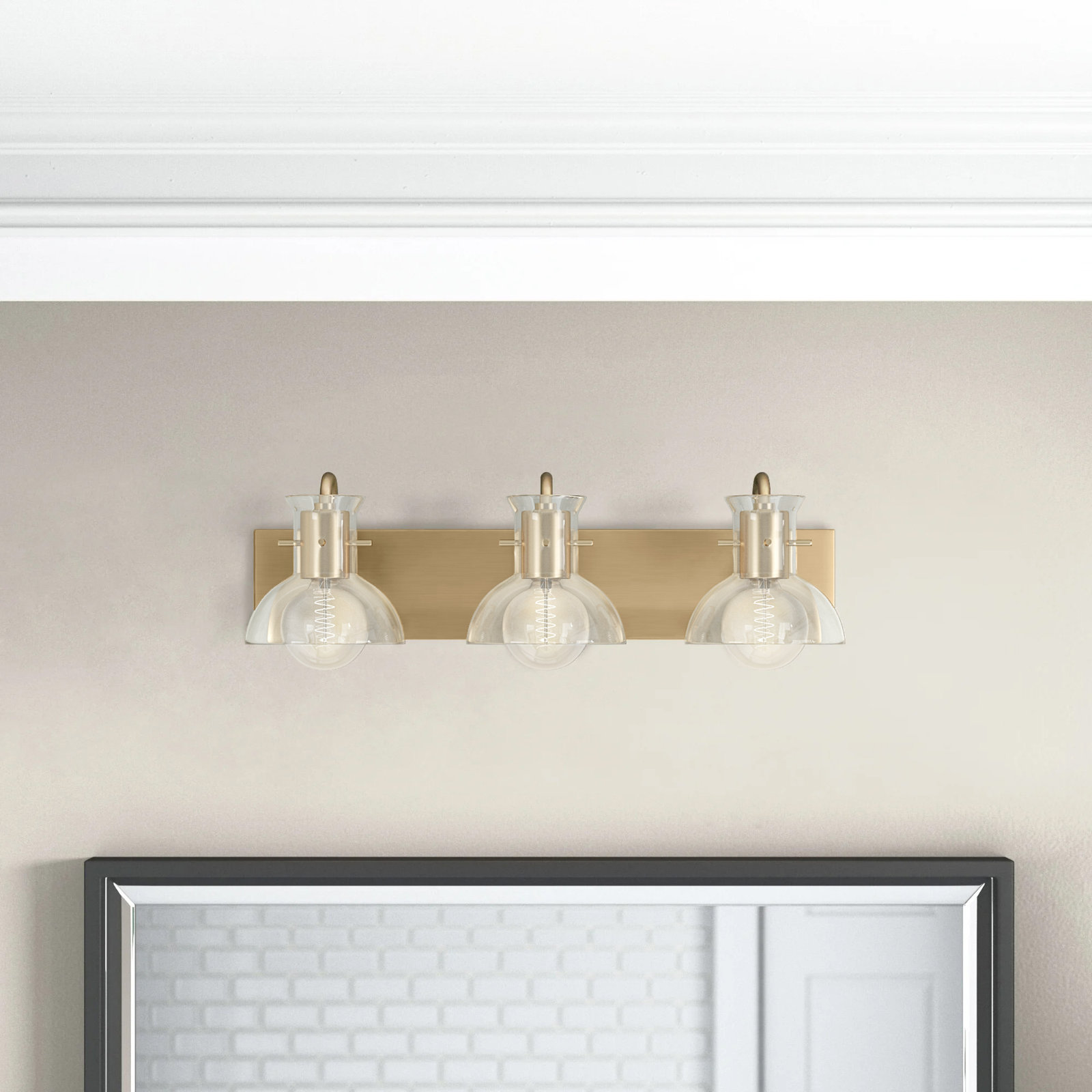 Luke 3 Light Transparent Vanity Light, Aged Brass