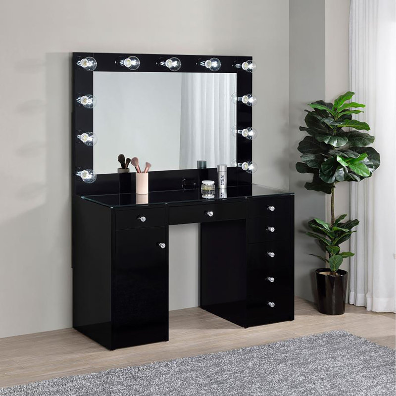 Ensemble de meuble-lavabo 7 tiroirs Bradelys, Noir